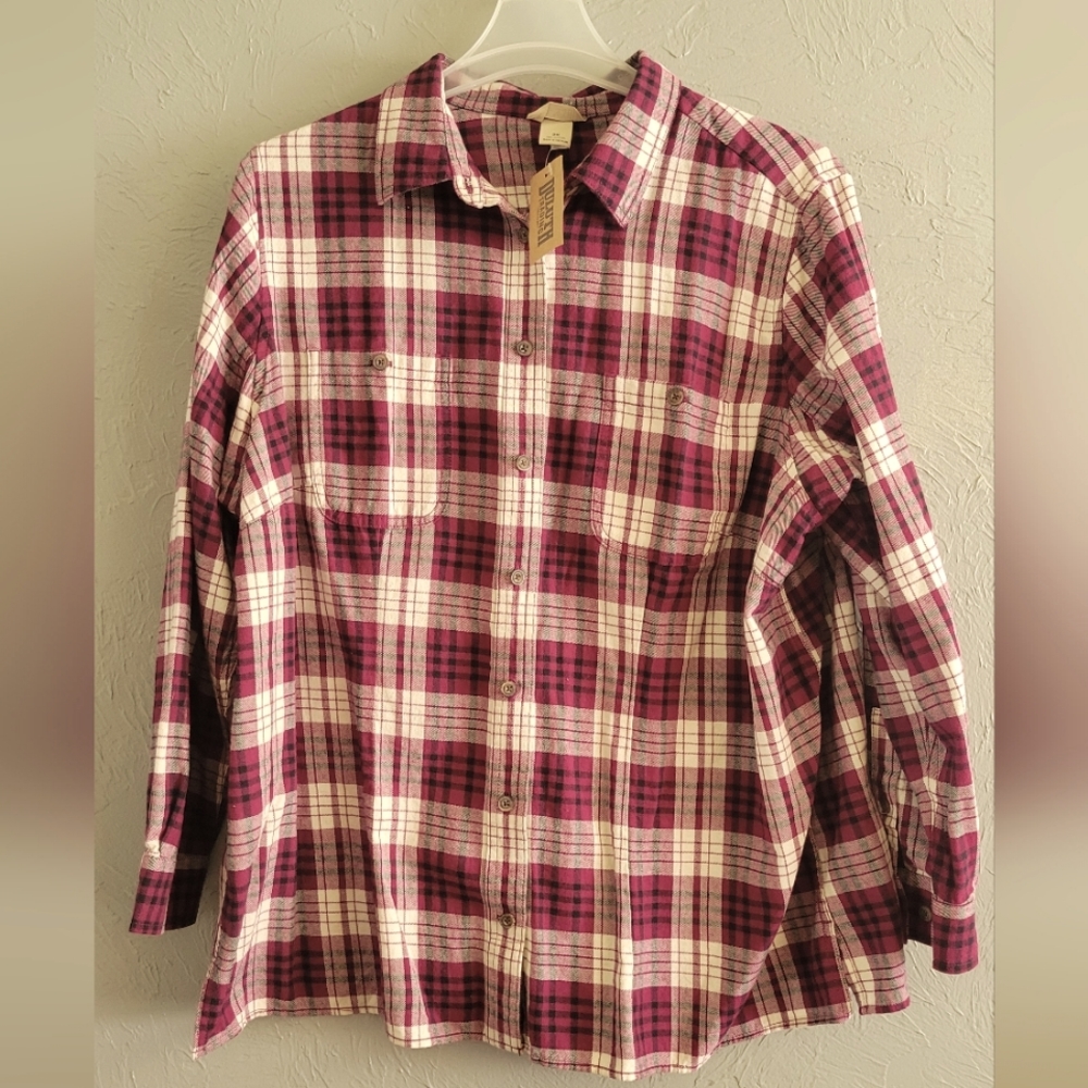 NWT Duluth Women's Flannel - Purple & White Plaid